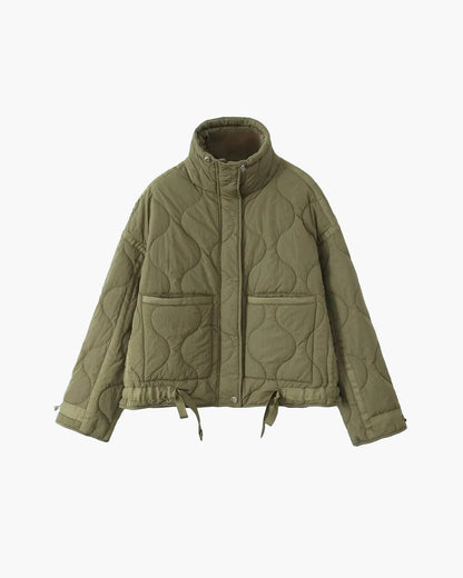 Puffer Winterjas Dames Gewatteerde Korte Jas met Hoge Kraag en Steekzakken