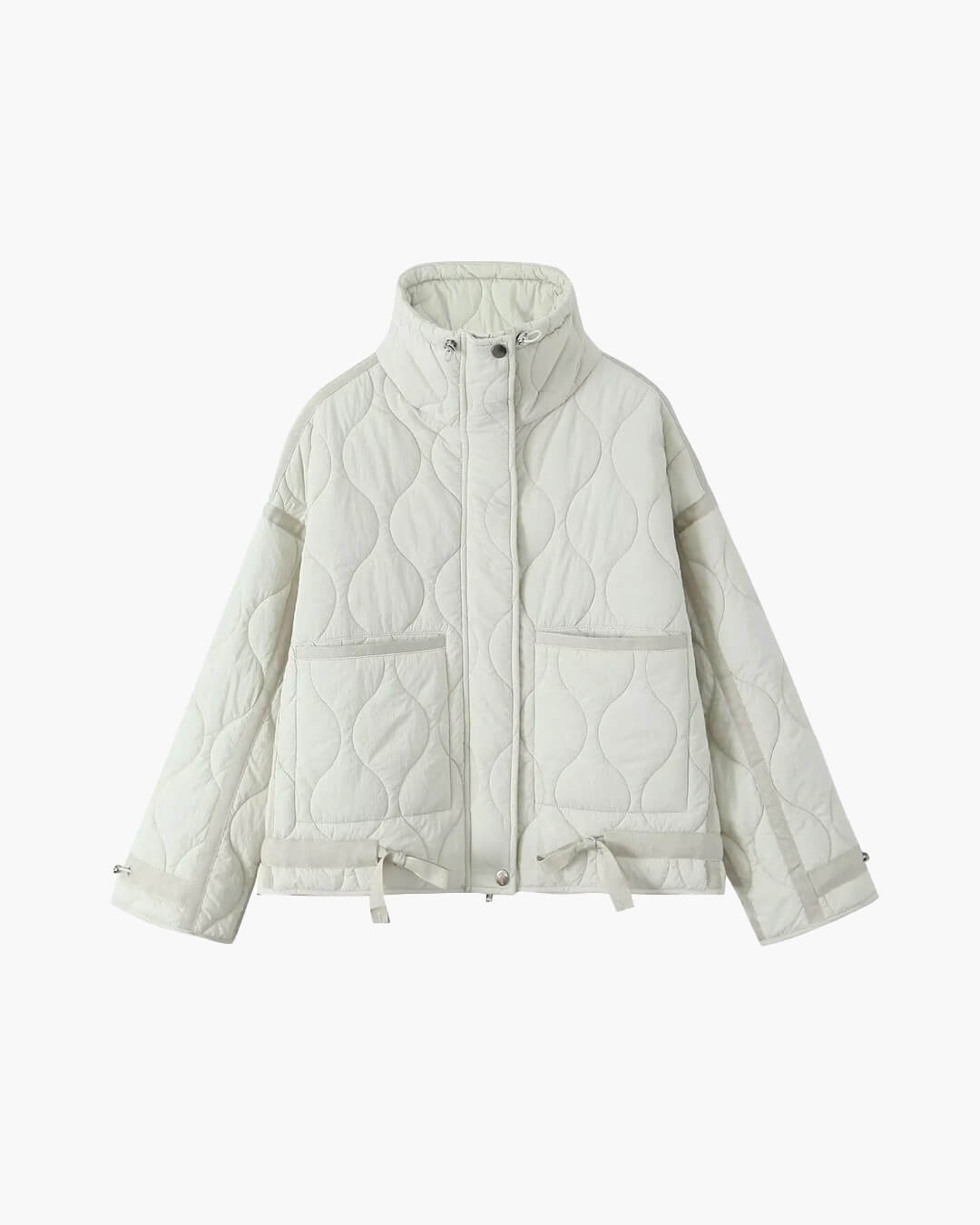 Puffer Winterjas Dames Gewatteerde Korte Jas met Hoge Kraag en Steekzakken