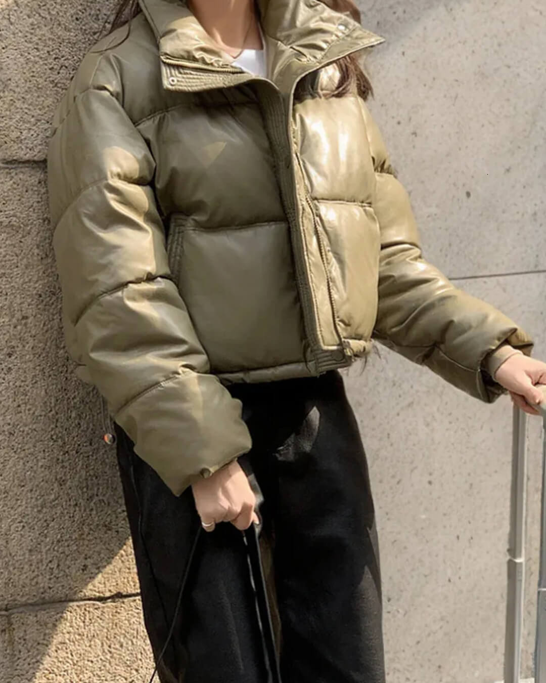 Puffer Winterjas Dames Kort Gewatteerd met Ritssluiting