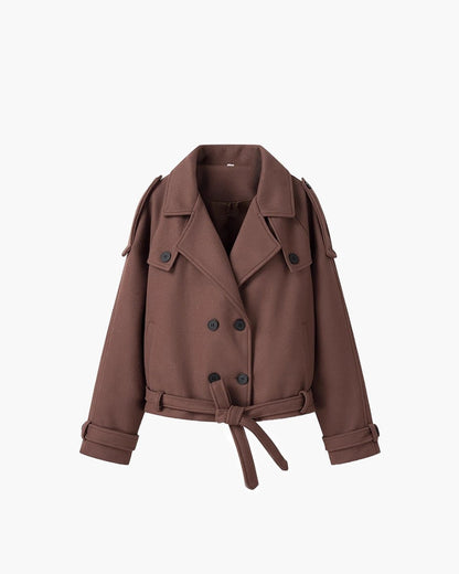 Bruine Trenchcoat Dames met Ceintuur en Knoopsluiting
