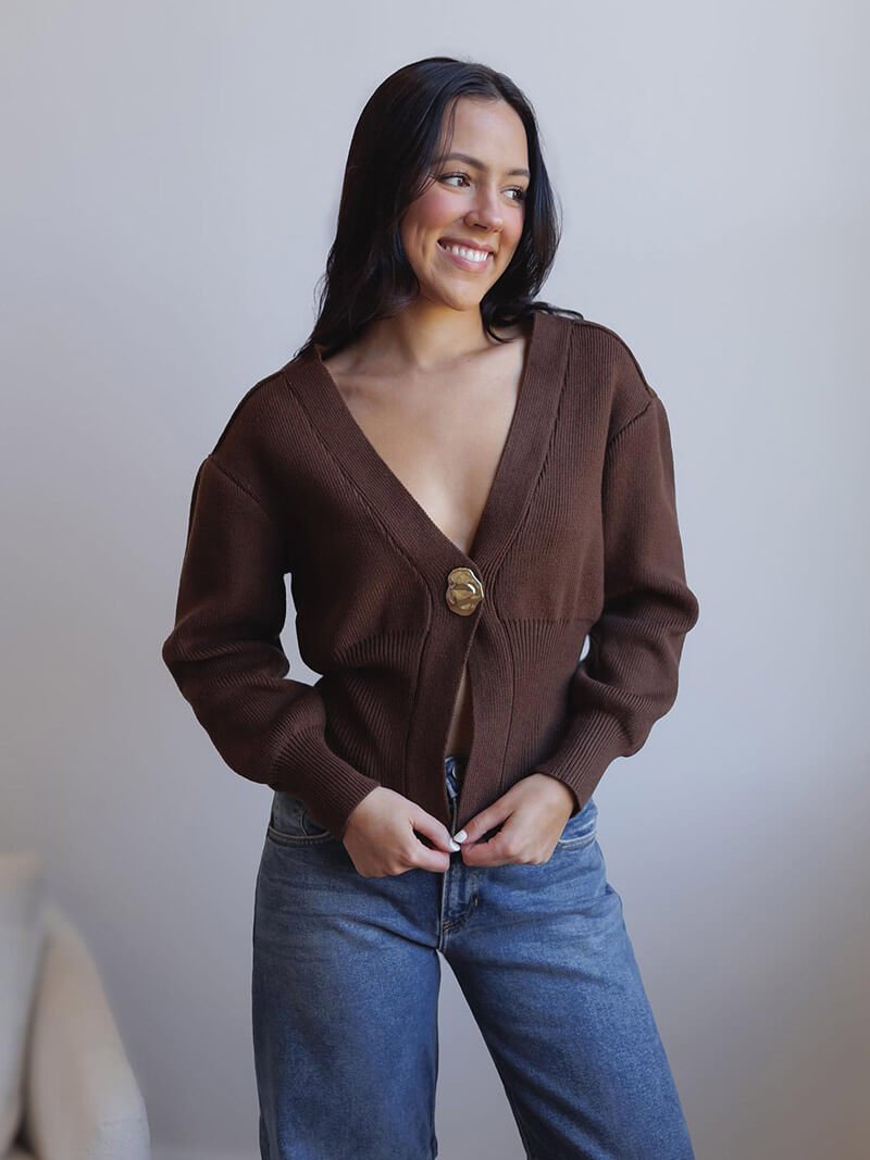 Elegant Kort Gebreid Dames Vest met Overslag Slim Fit