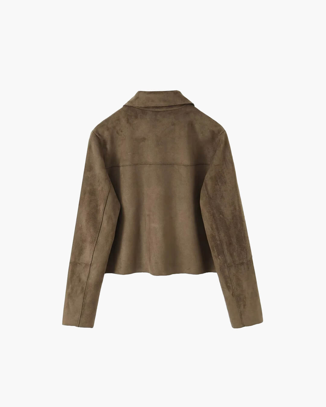 Bruin Dames Leather Look Jack Kort met Knoopsluiting en Zakken
