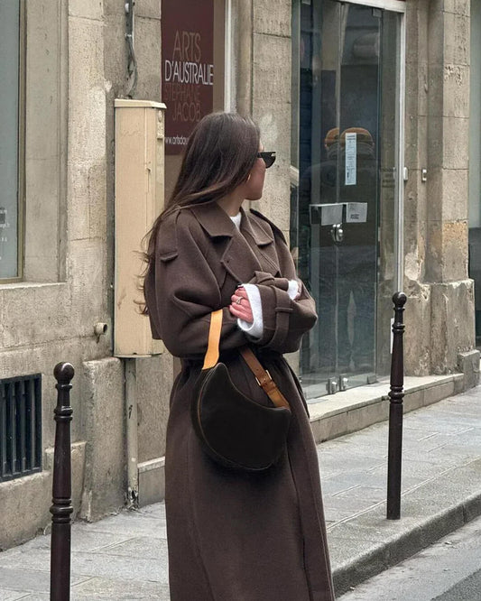 Klassieke Lange Trenchcoat Winterjas Dames met Ceintuur
