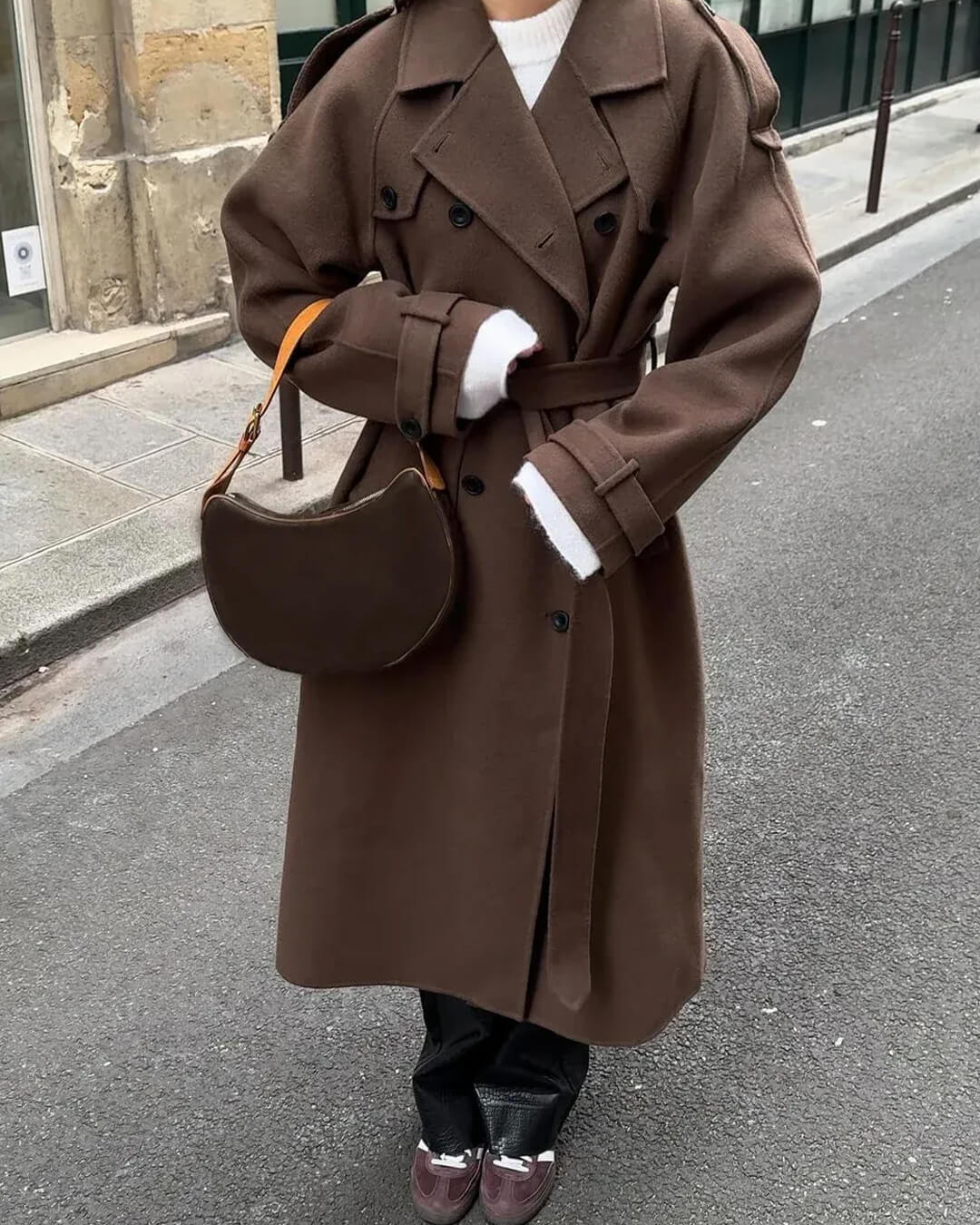 Klassieke Lange Trenchcoat Winterjas Dames met Ceintuur