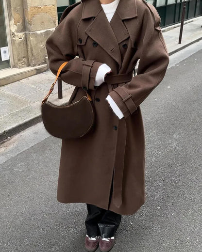 Klassieke Lange Trenchcoat Winterjas Dames met Ceintuur