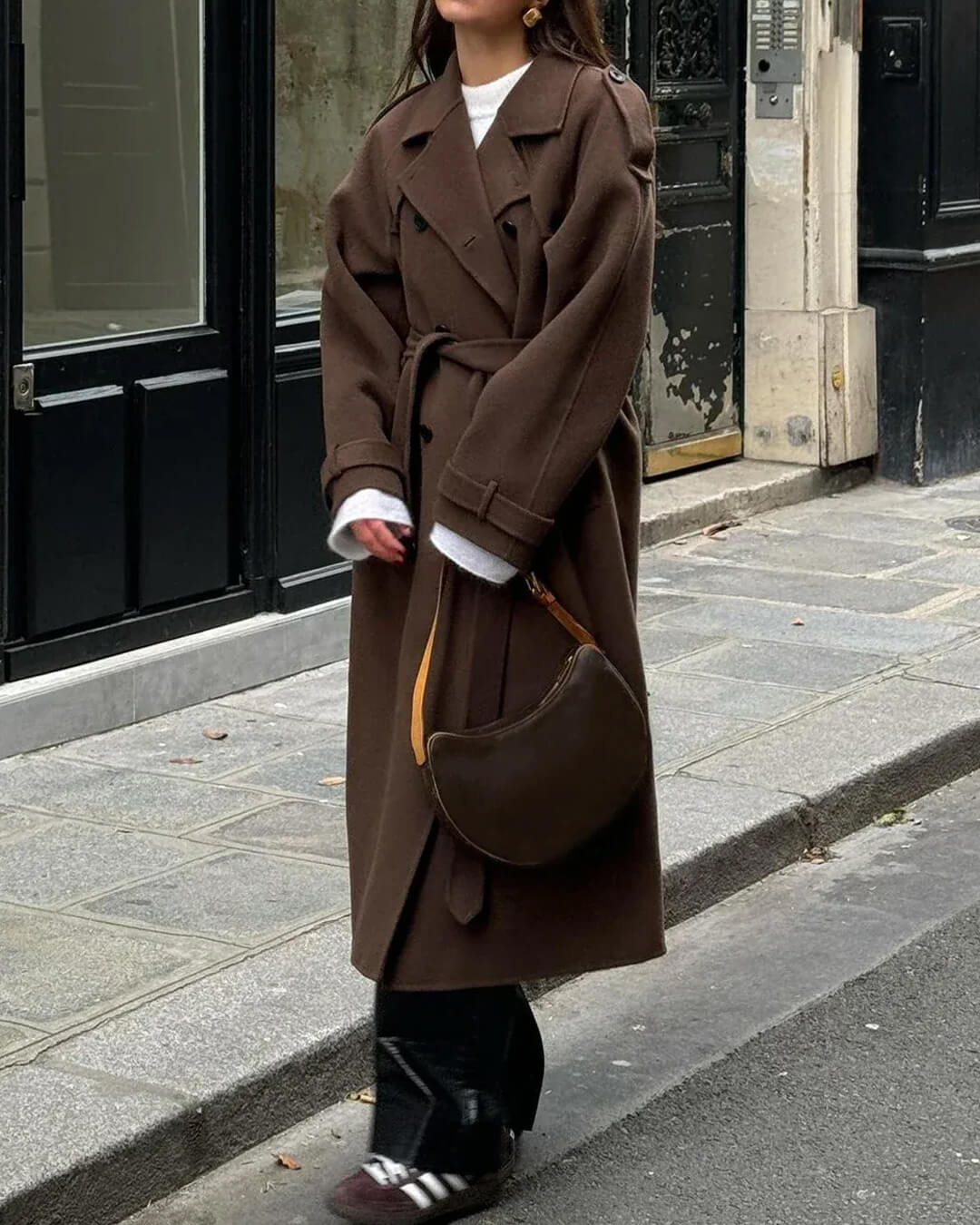 Klassieke Lange Trenchcoat Winterjas Dames met Ceintuur