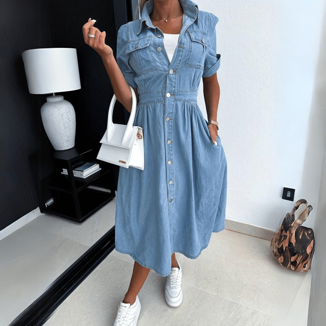 Thalia - Denim midi jurk