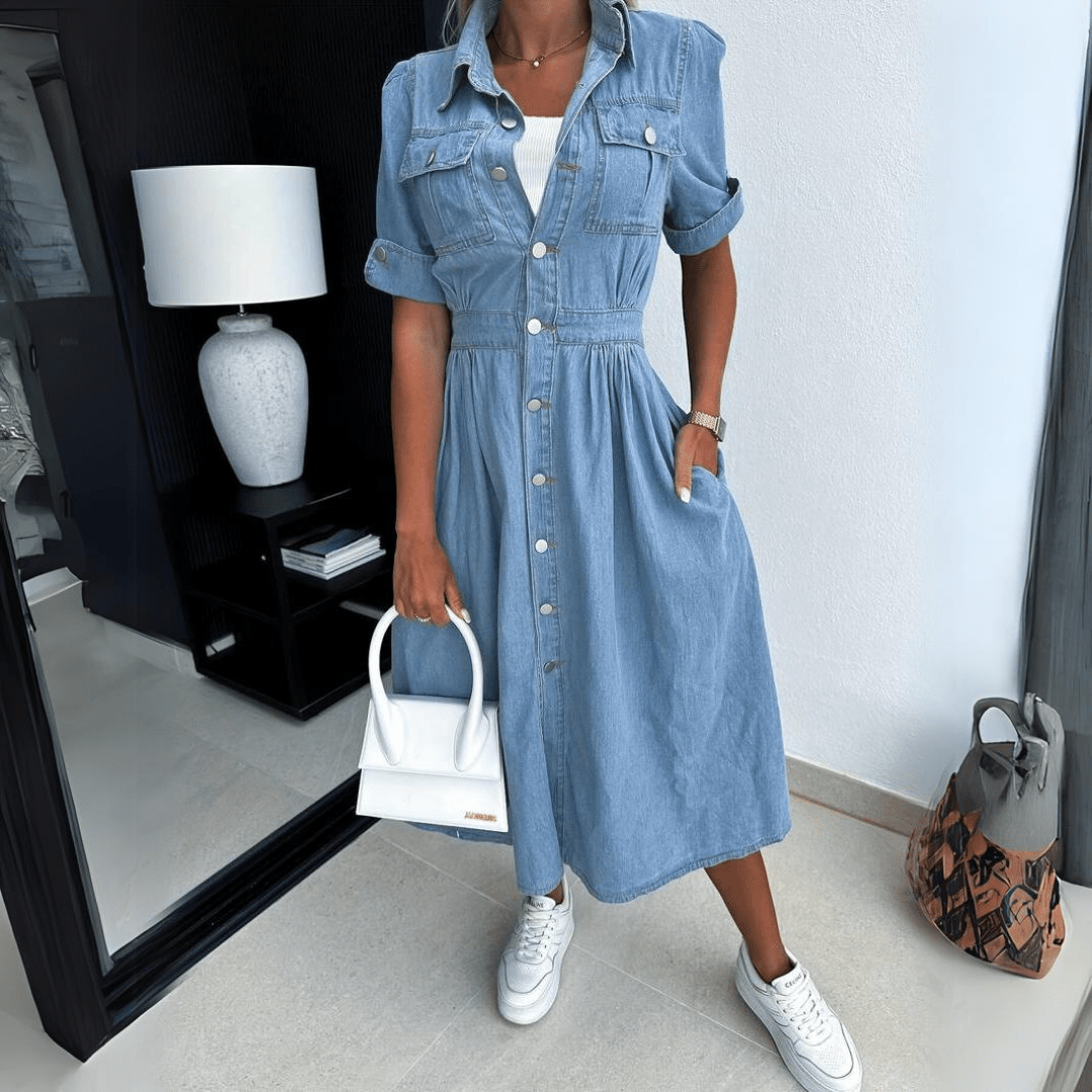 Thalia - Denim midi jurk