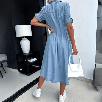 Thalia - Denim midi jurk