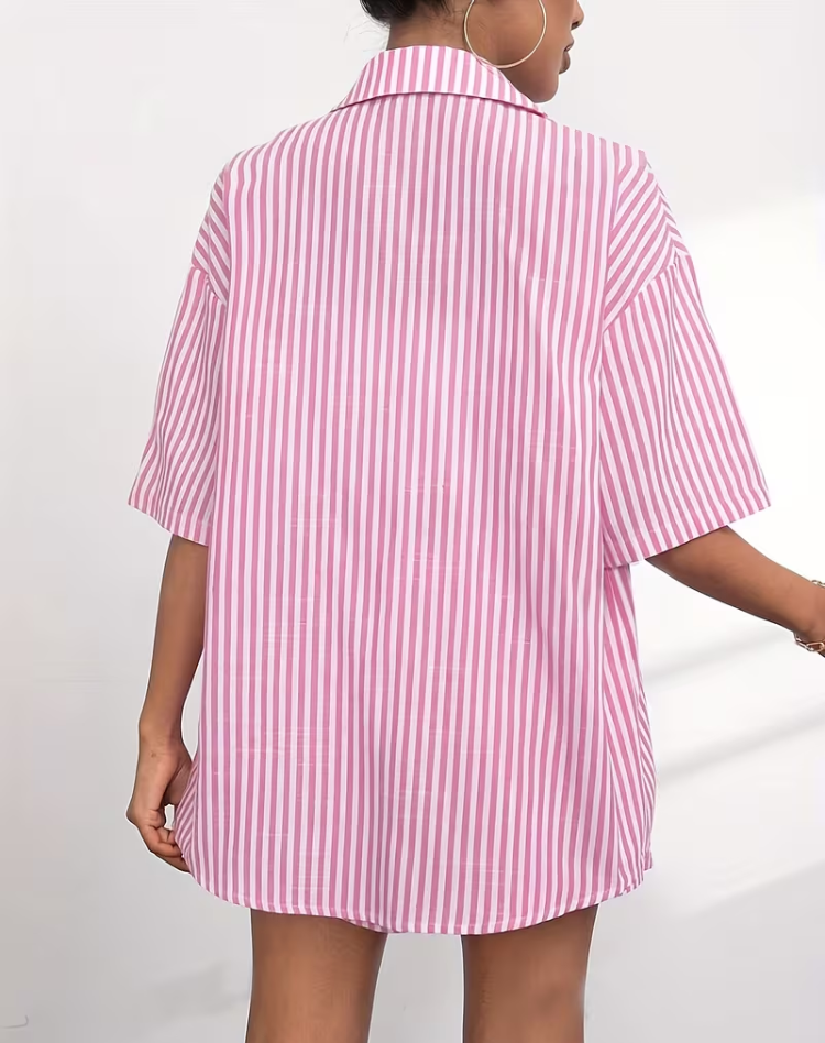Yara - Striped Women's Playsuit with Belt