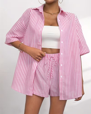 Yara - Striped Women's Playsuit with Belt