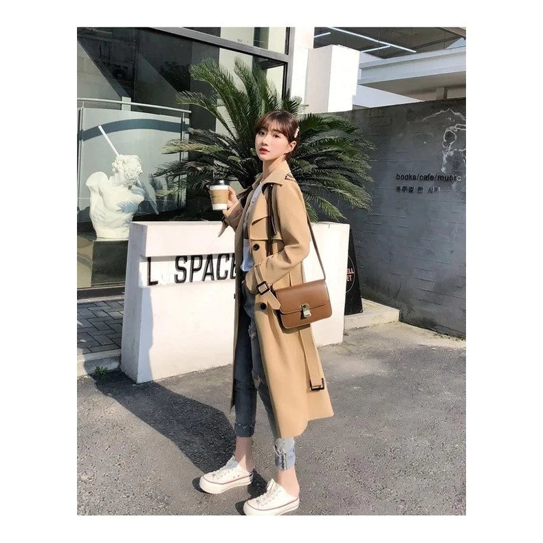 Women's Waterproof Long Trench Coat with Belt