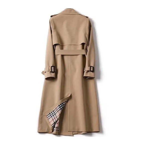 Dames Regenbestendige Lange Trenchcoat Met Ceintuur