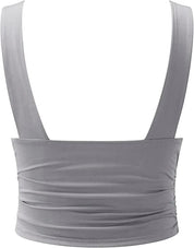 Sleeveless Crop Top with Deep V Neck for Women