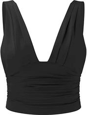 Sleeveless Crop Top with Deep V Neck for Women