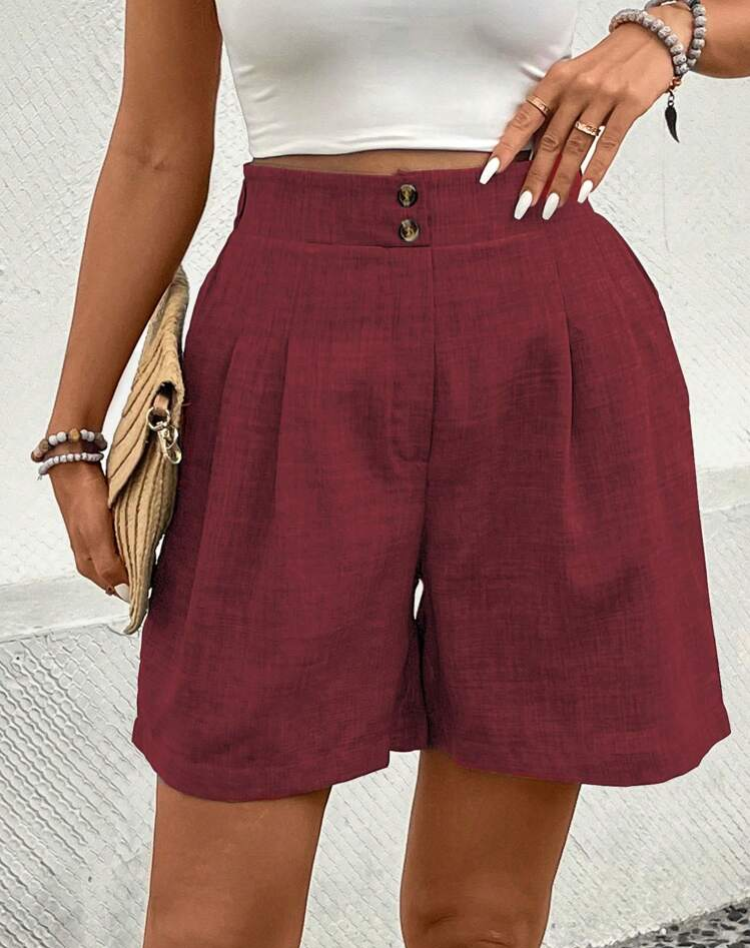 High-Waisted Pleated Shorts for Women