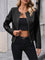 SIDONIE - CROPPED COLLARLESS FAUX LEATHER JACKET 1