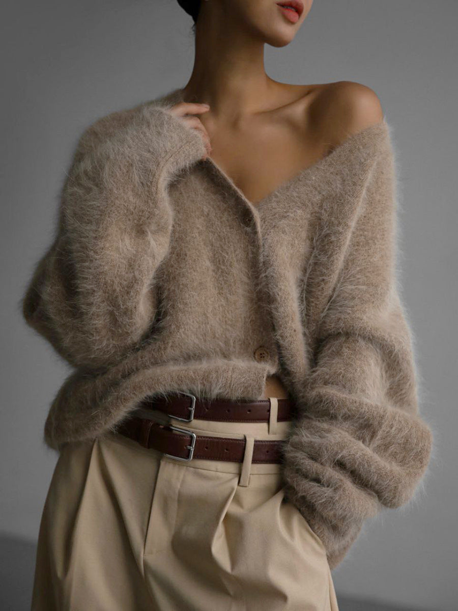 Oversized fluffy cardigan voor vrouwen | V‑hals