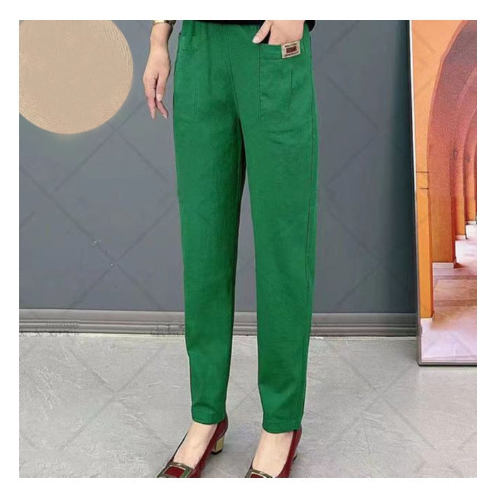 Dames Verfijnde Pantalon met Elastische Taille en Zakken