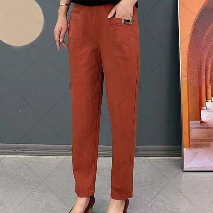 Dames Verfijnde Pantalon met Elastische Taille en Zakken