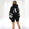 Dames Moderne Oversized Hoodie Met Grote Rugprint En Capuchon – Zwart