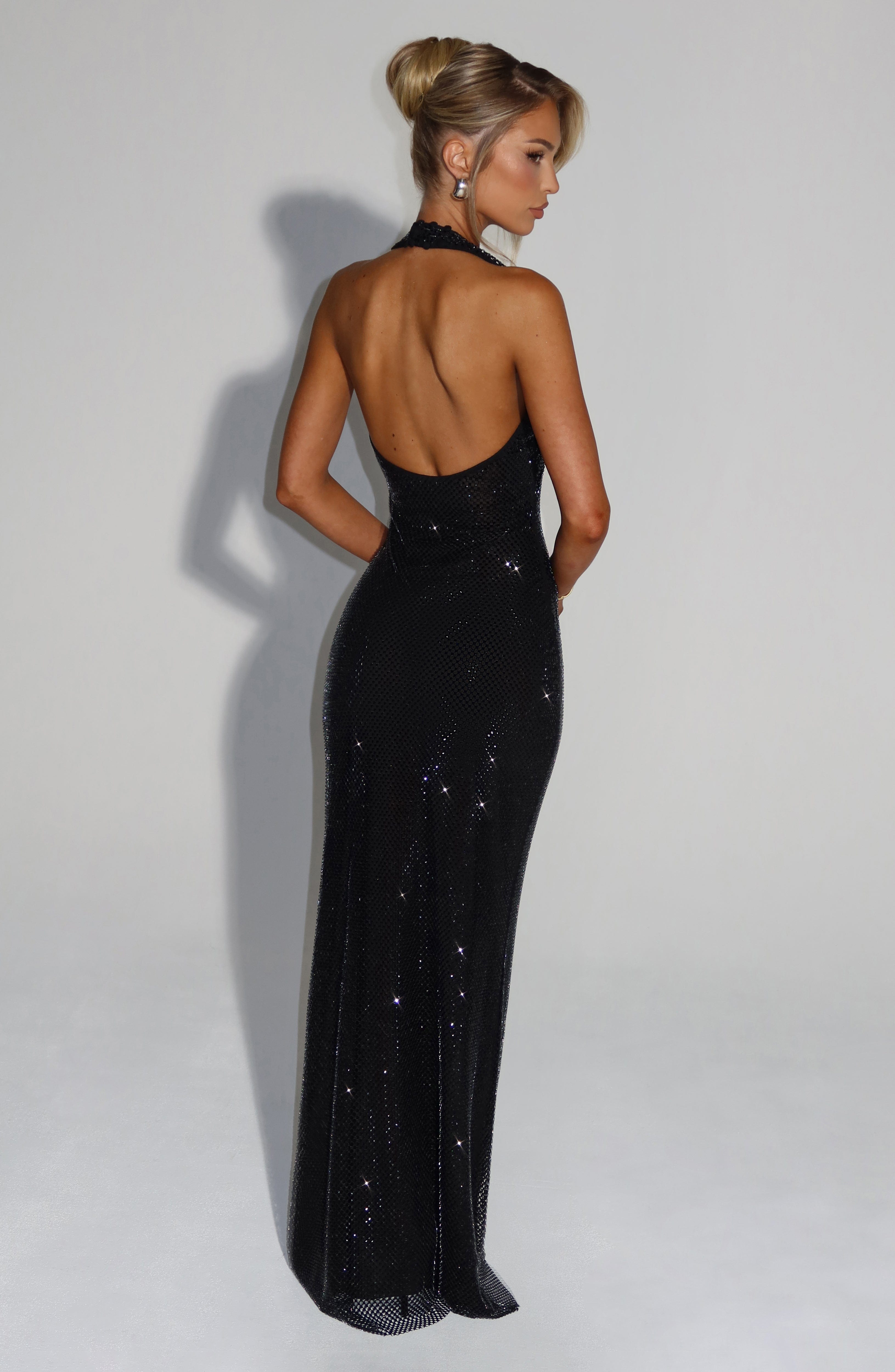 Women's Glitter Sequin Open Back Maxi Gala Dress