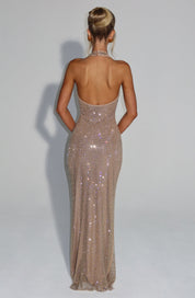 Women's Glitter Sequin Open Back Maxi Gala Dress