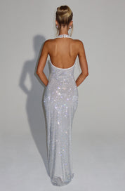 Women's Glitter Sequin Open Back Maxi Gala Dress