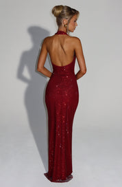Women's Glitter Sequin Open Back Maxi Gala Dress