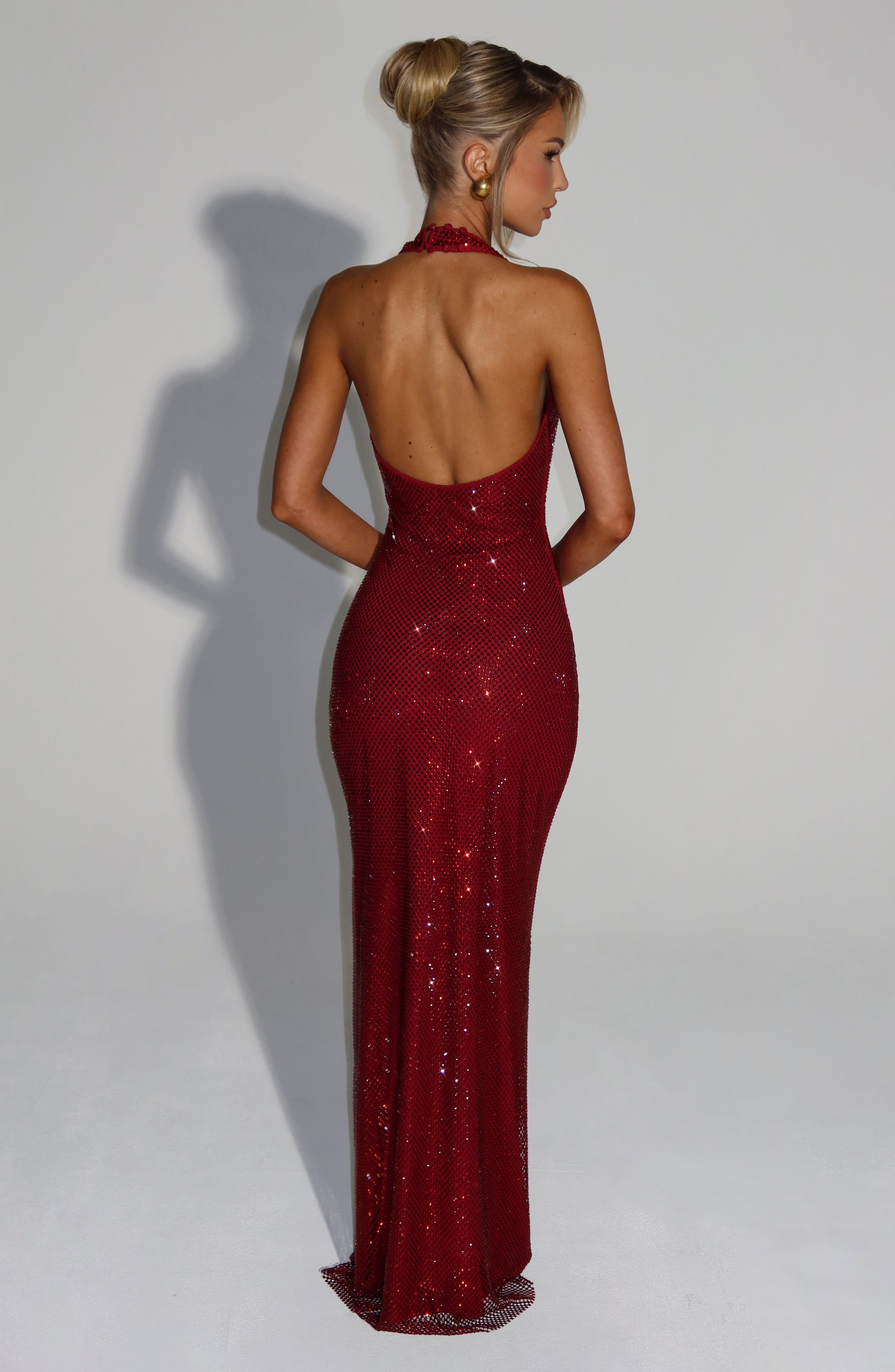 Women's Glitter Sequin Open Back Maxi Gala Dress