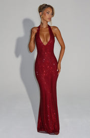 Women's Glitter Sequin Open Back Maxi Gala Dress