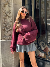 Pull d'hiver doux et chaud pour femmes avec col rond et coupe décontractée