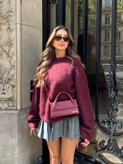 Pull d'hiver doux et chaud pour femmes avec col rond et coupe décontractée