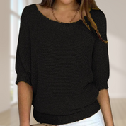 Damski sweter z okrągłym dekoltem i rękawami 3/4