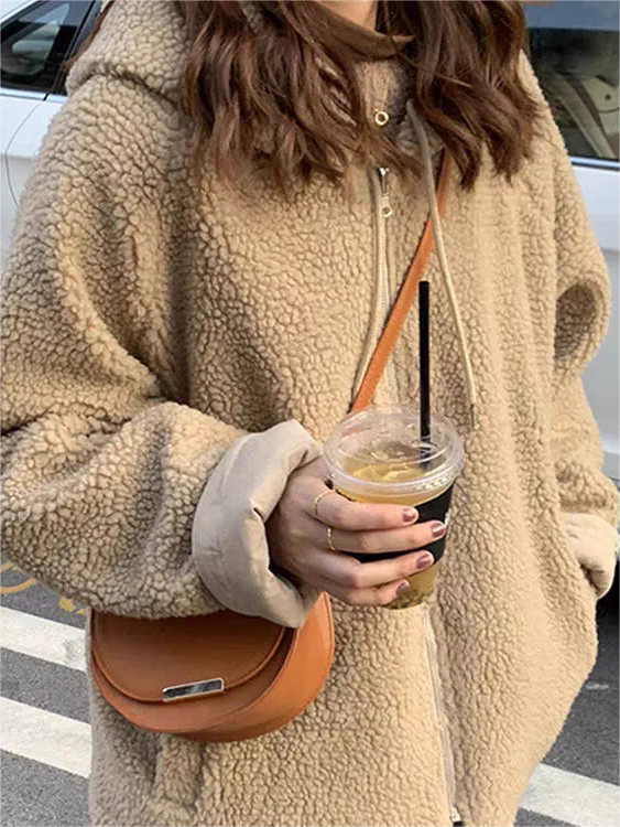 Winter Fleecejas met Capuchon en Rits Omkeerbaar voor Vrouwen