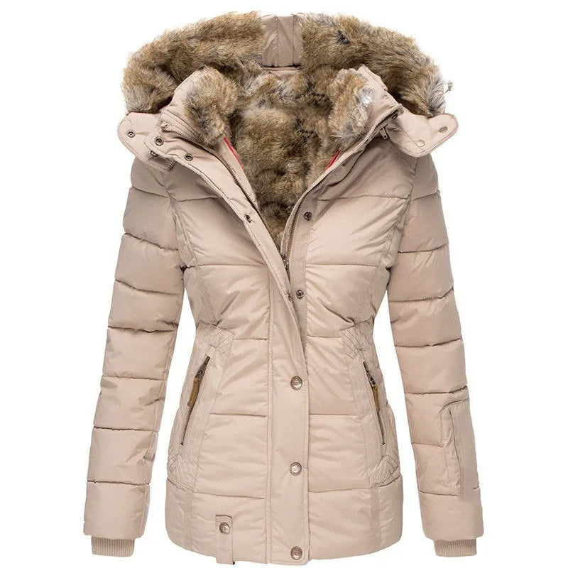 Winter Puffer Jacket Vrouwen Warme Imitatiebont Capuchon