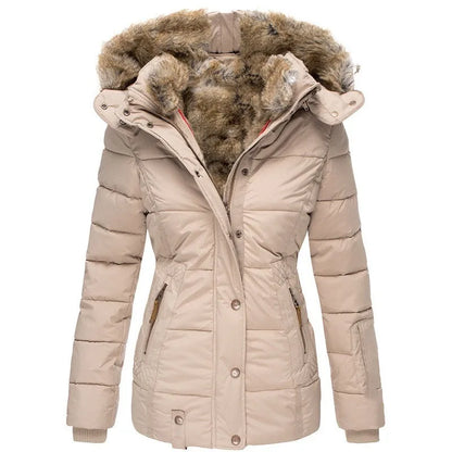 Winter Puffer Jacket Vrouwen Warme Imitatiebont Capuchon