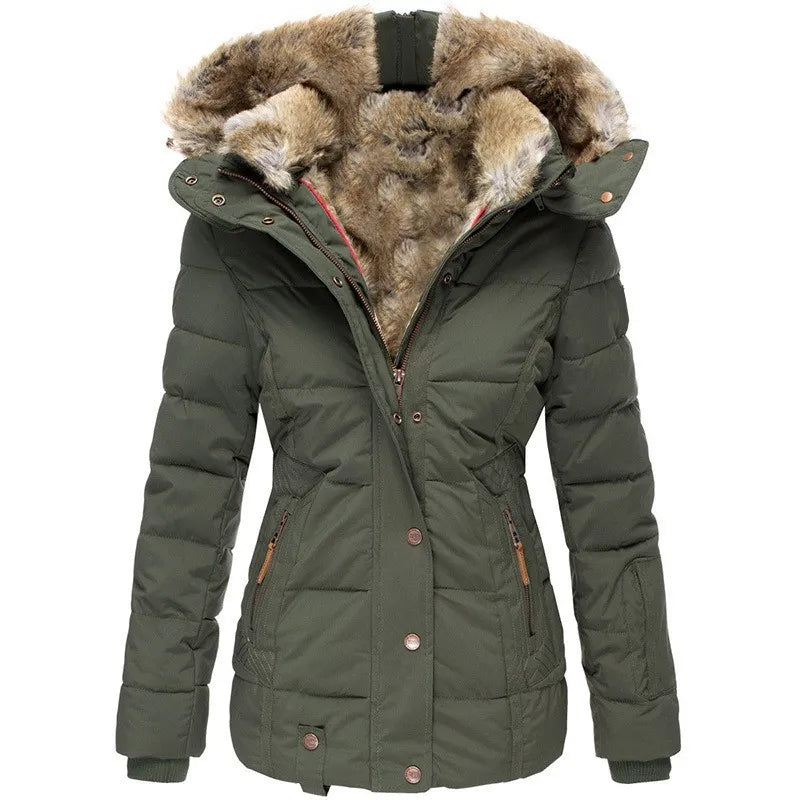 Winter Puffer Jacket Vrouwen Warme Imitatiebont Capuchon