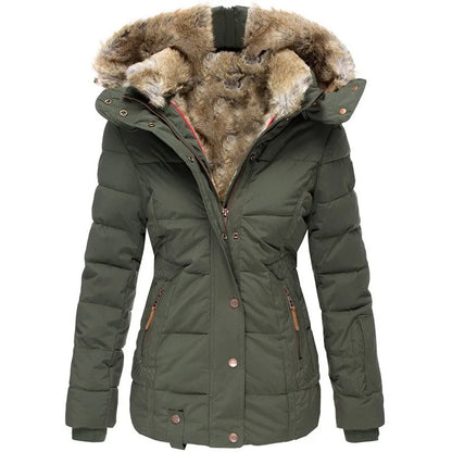 Winter Puffer Jacket Vrouwen Warme Imitatiebont Capuchon