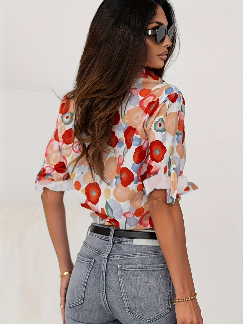 Dames Blouse Met Print En Lange Mouwen