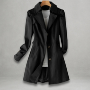 Women's Classic Trench Coat with a Striking Collar and Buttons
