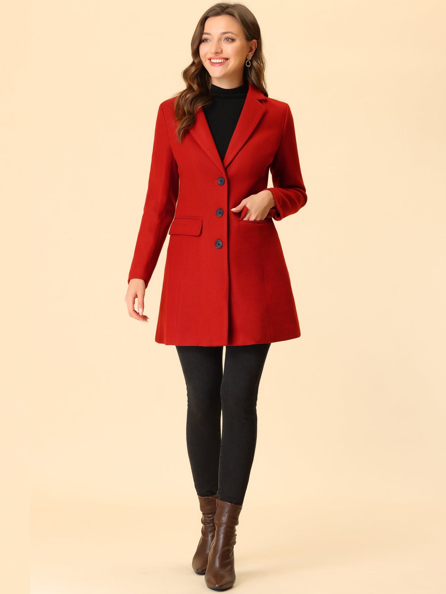 Winter Manteljas voor Dames met Reverskraag en Knoopsluiting