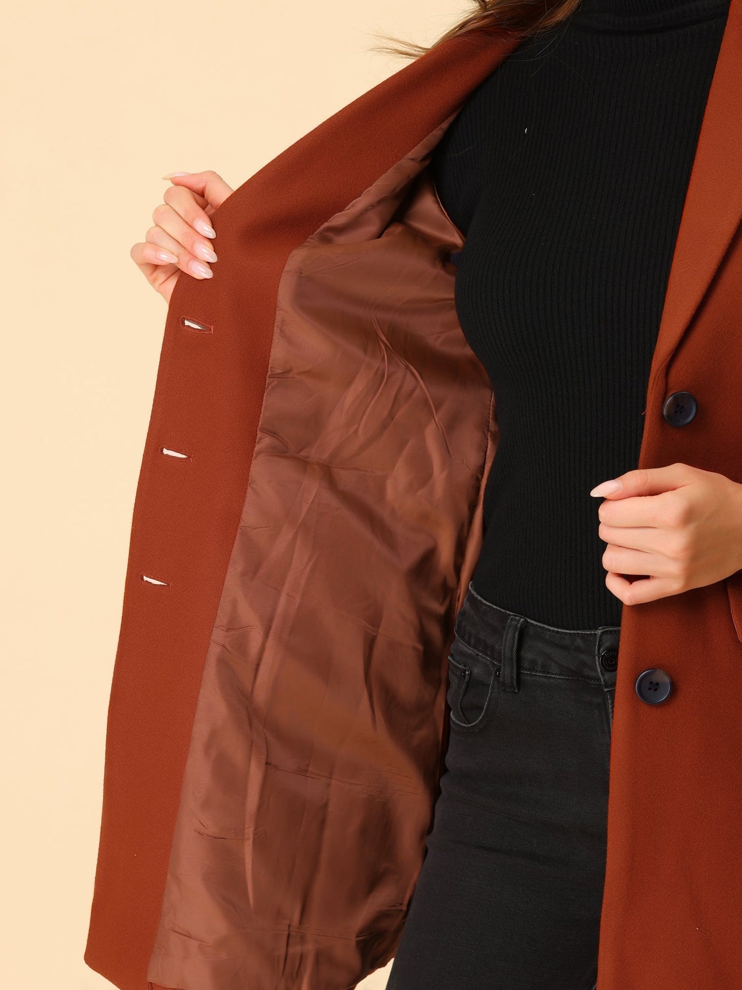 Winter Manteljas voor Dames met Reverskraag en Knoopsluiting