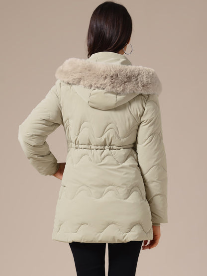 Dames Winterjas Gewatteerd met Capuchon en Trekkoord in de Taille