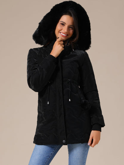 Dames Winterjas Gewatteerd met Capuchon en Trekkoord in de Taille