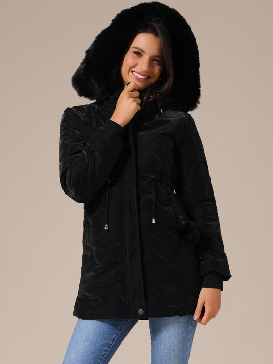 Dames Winterjas Gewatteerd met Capuchon en Trekkoord in de Taille
