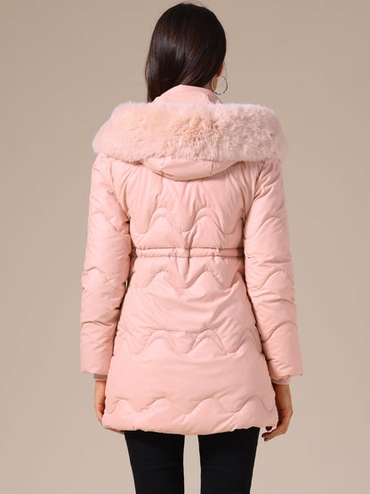 Dames Winterjas Gewatteerd met Capuchon en Trekkoord in de Taille