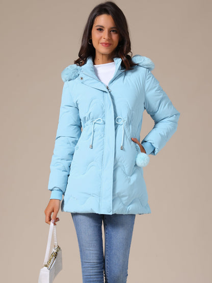 Dames Winterjas Gewatteerd met Capuchon en Trekkoord in de Taille