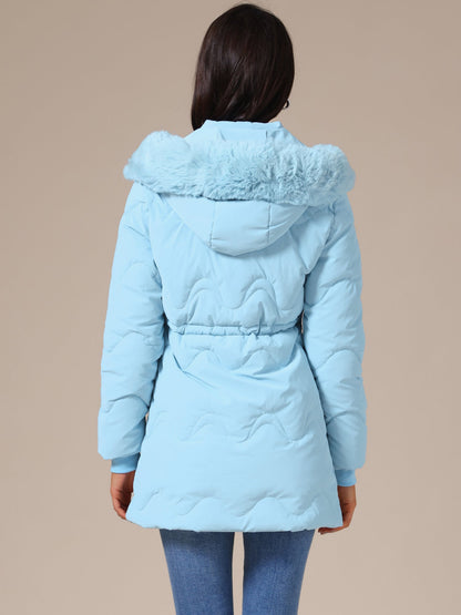 Dames Winterjas Gewatteerd met Capuchon en Trekkoord in de Taille