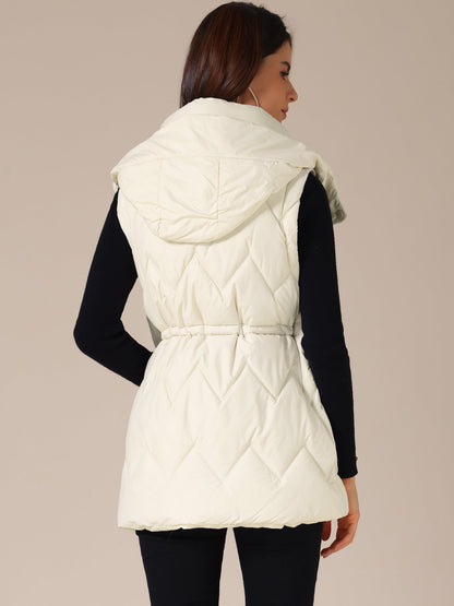 Gewatteerde Lange Bodywarmer met Capuchon voor Dames